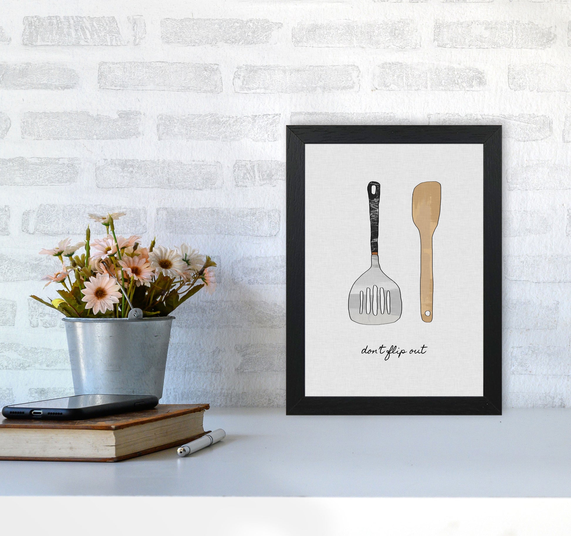 Don&#39;t Flip Out Print By Orara Studio, Framed Kitchen Wall Art A4 White Frame