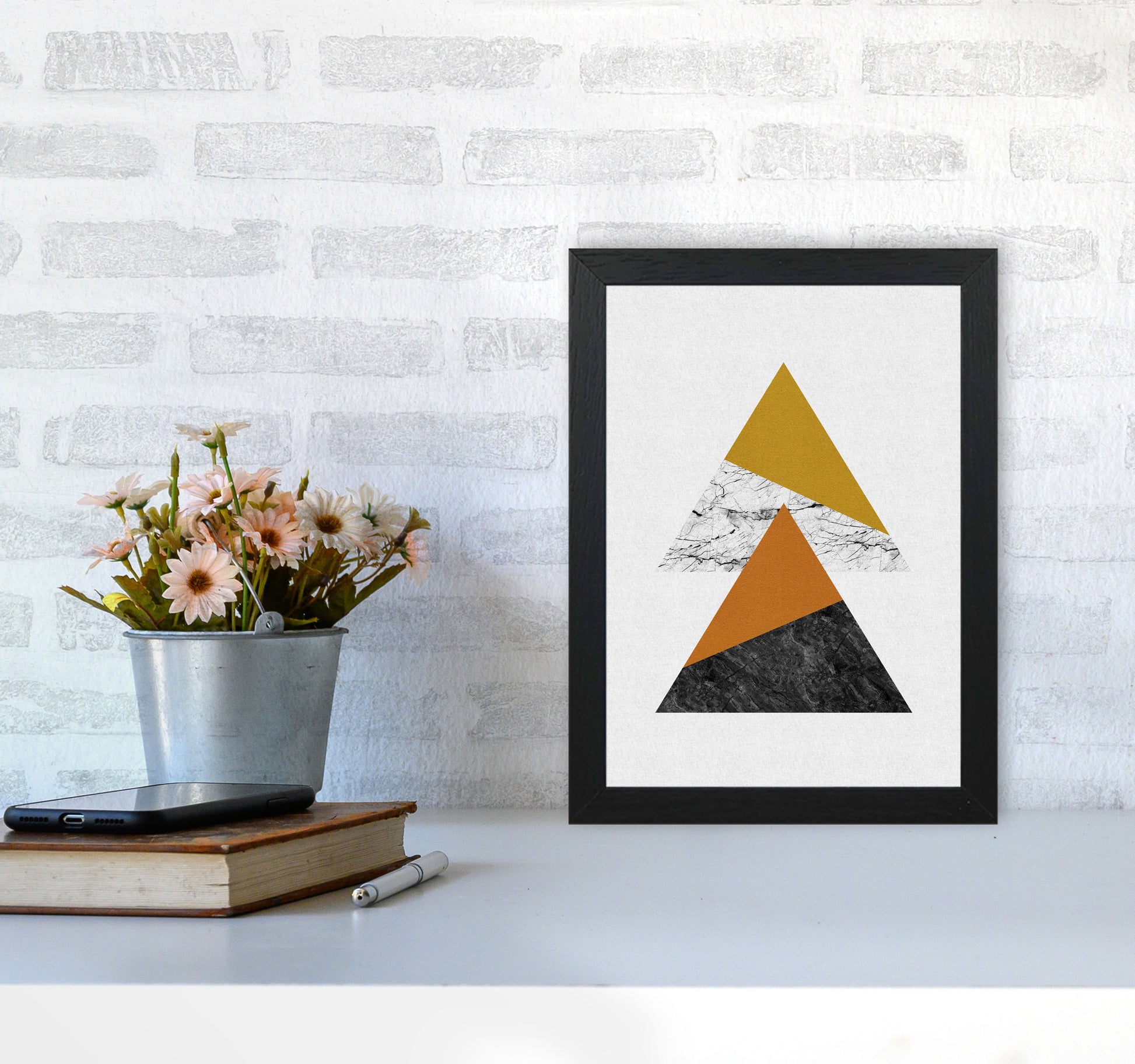 Geometric Triangles Print By Orara Studio A4 White Frame