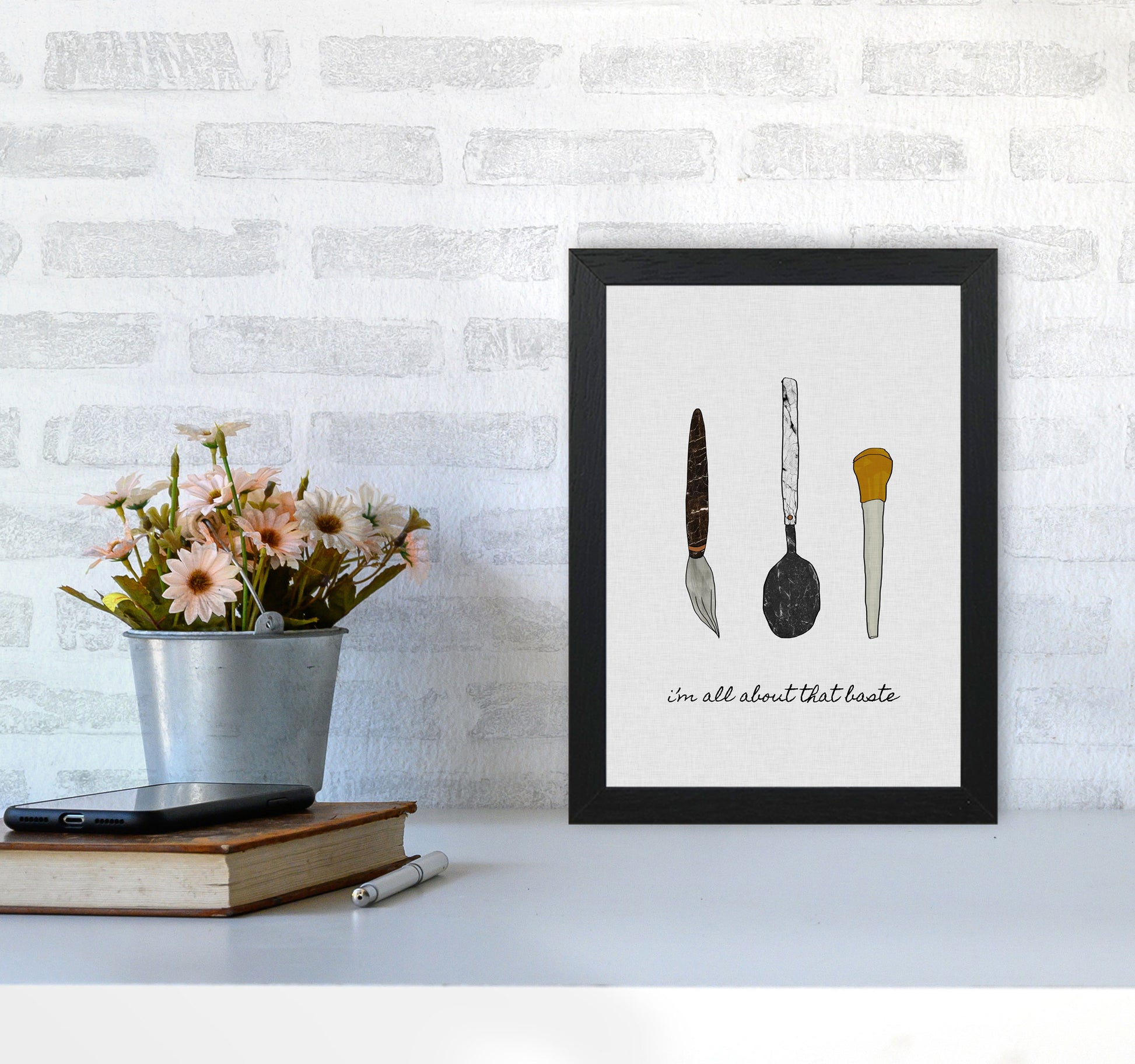 I&#39;m All About The Baste Print By Orara Studio, Framed Kitchen Wall Art A4 White Frame