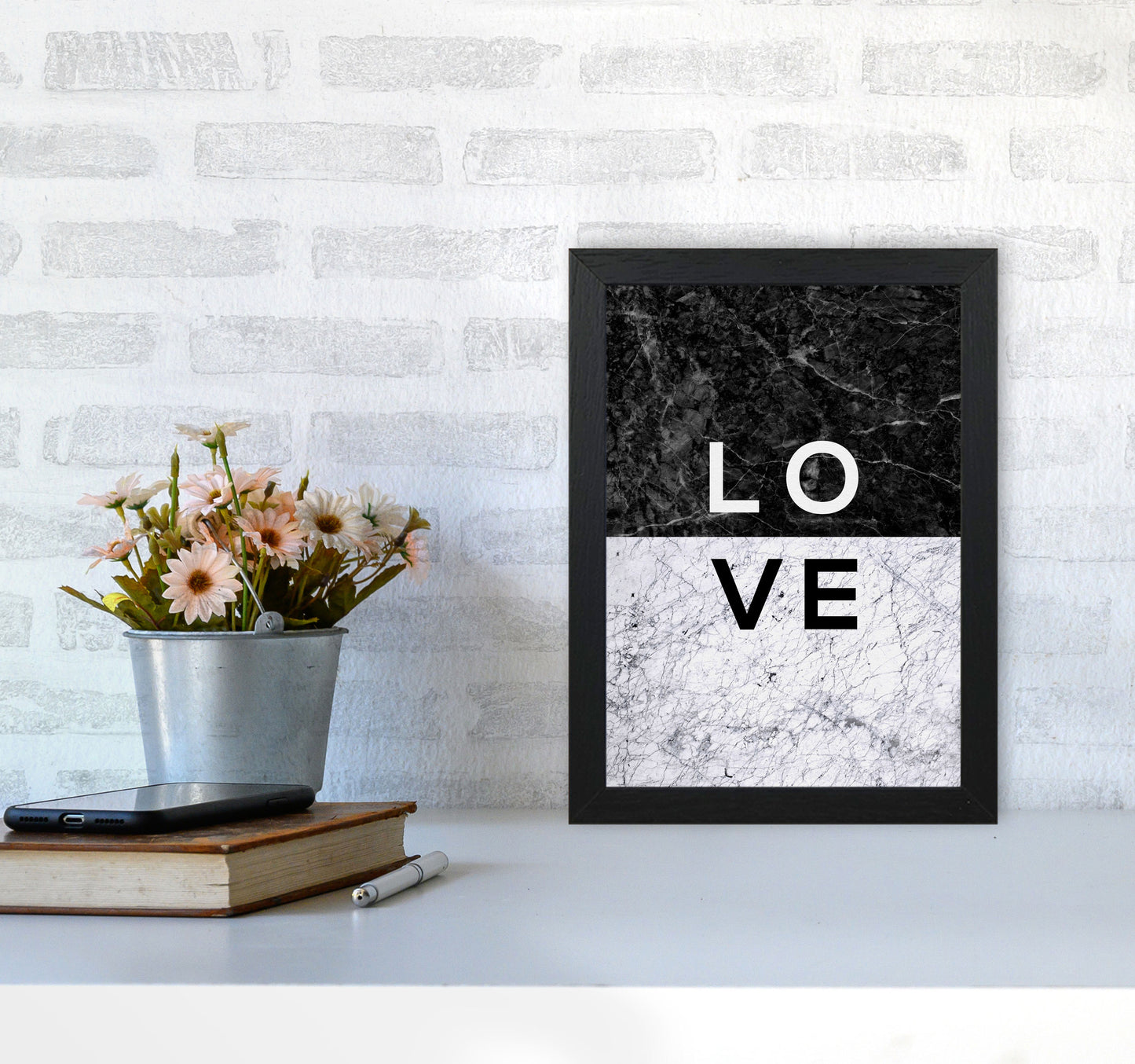 Love Marble Quote Print By Orara Studio A4 White Frame