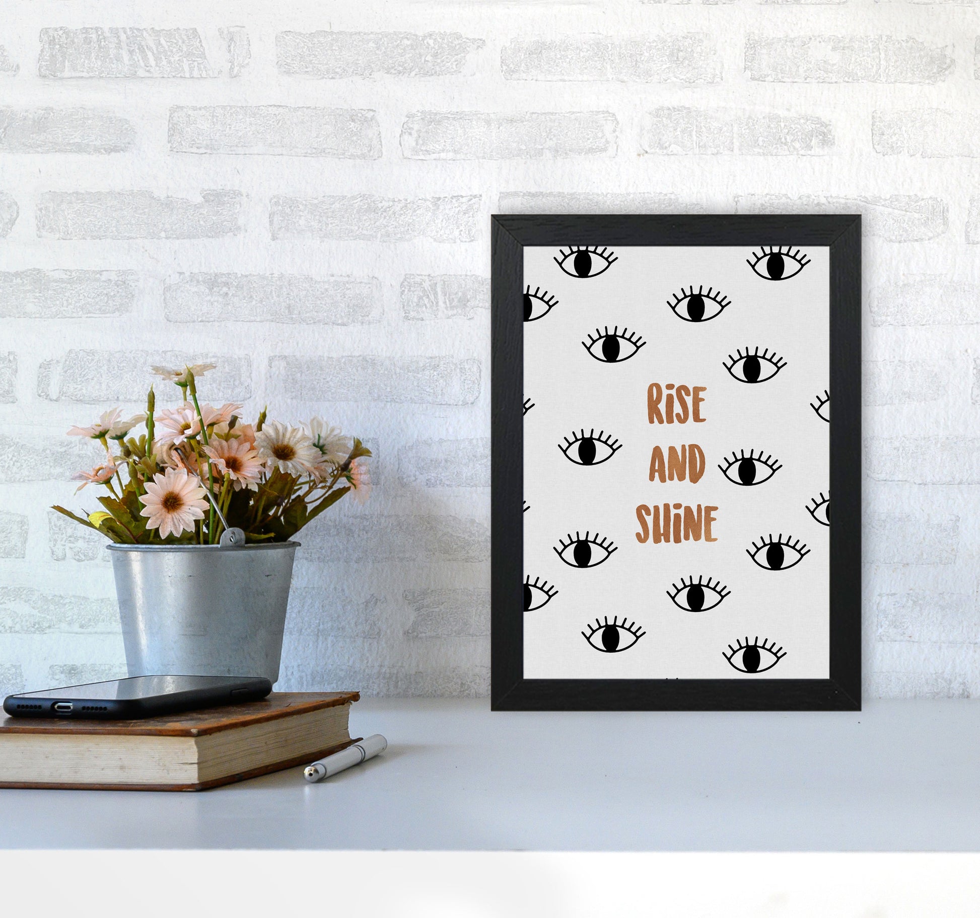 Rise & Shine Bedroom Quote Print By Orara Studio A4 White Frame