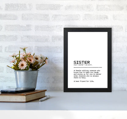 Sister Best Friend Definition Quote Print By Orara Studio A4 White Frame