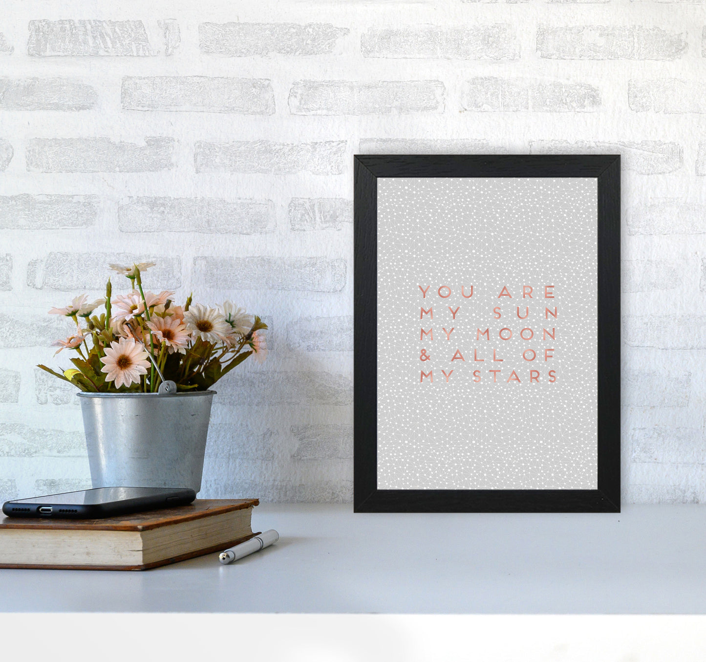 Sun, Moon & Stars Love Quote Print By Orara Studio A4 White Frame