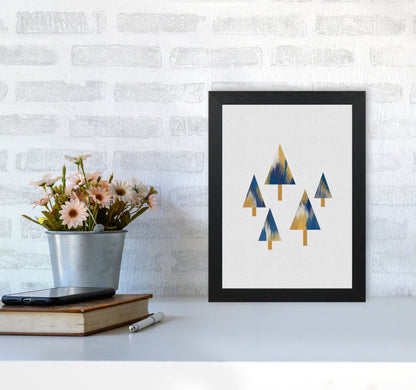 Trees Blue & Yellow Print By Orara Studio A4 White Frame