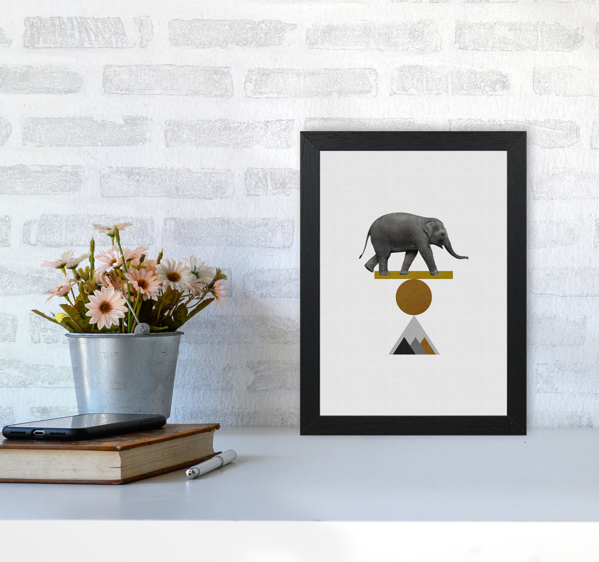 Tribal Elephant Print By Orara Studio Animal Art Print A4 White Frame