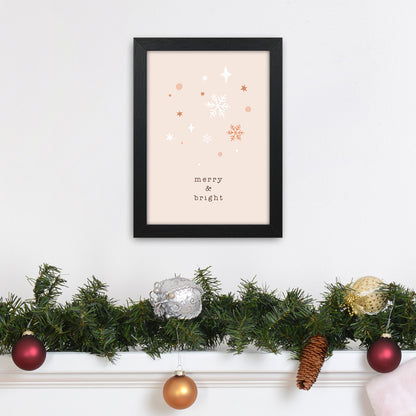 Merry & Bright Christmas Art Print by Orara Studio A4 White Frame
