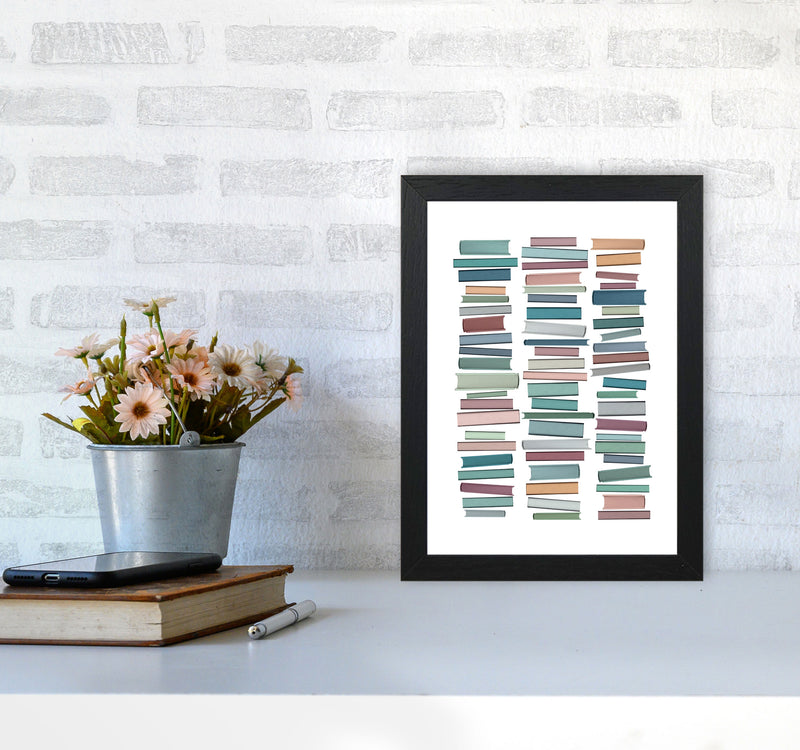 Books Pastel Abstract Art Print by Orara Studio A4 White Frame