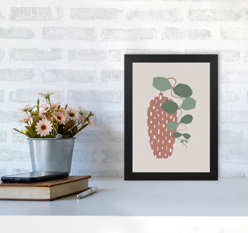 Terrazzo & Leaves Art Print by Orara Studios A4 White Frame