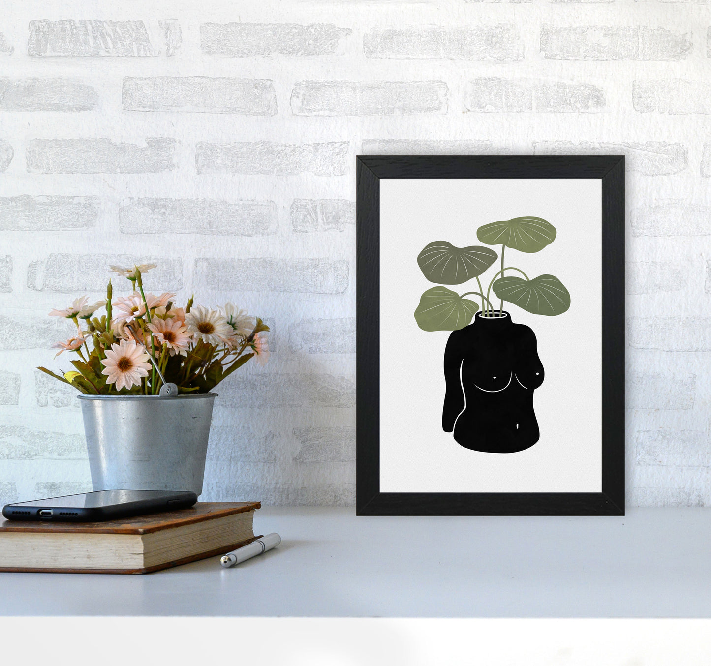 Boob-tanical Vase Art Print by Orara Studios A4 White Frame
