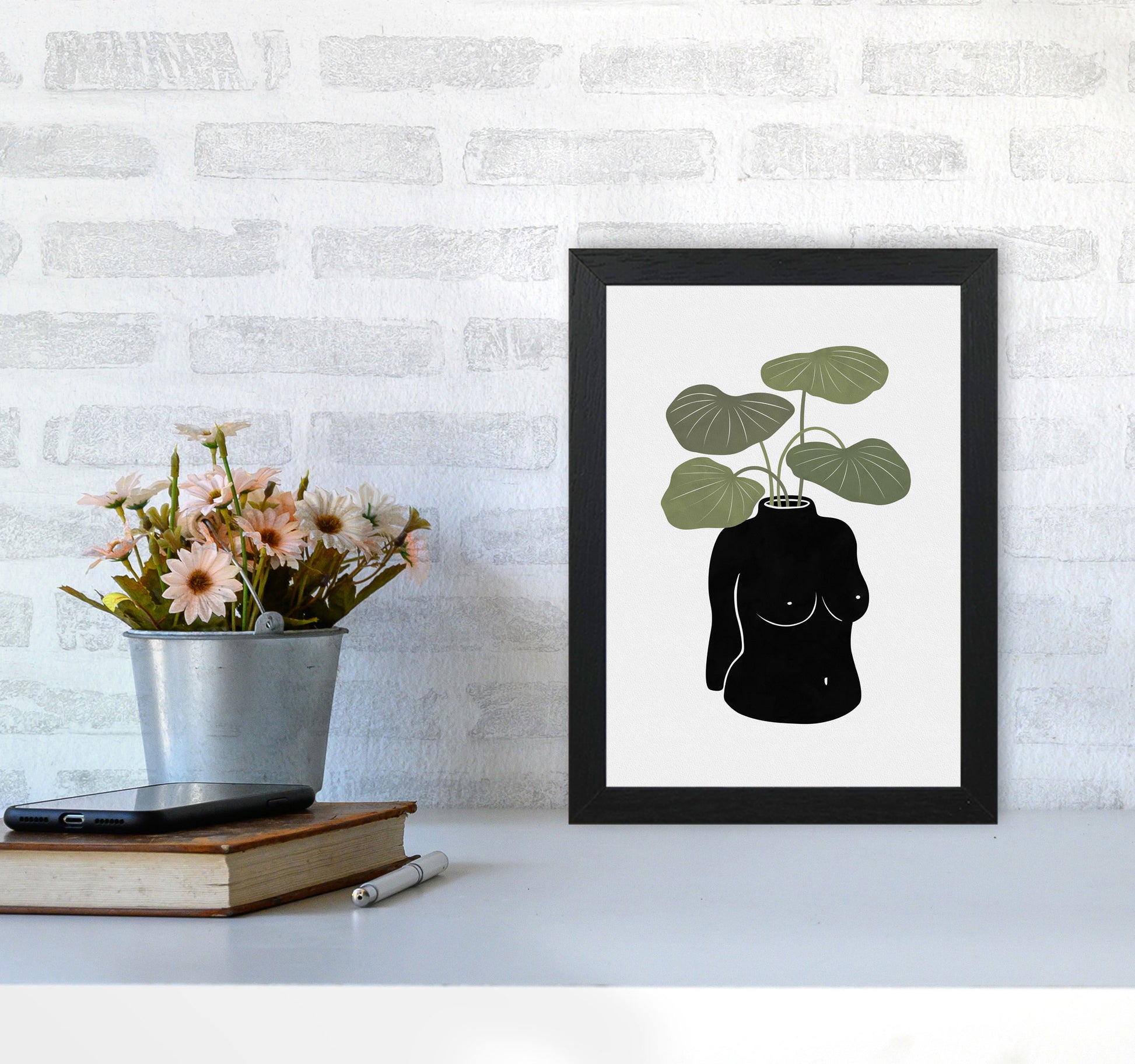 Boob-tanical Vase Art Print by Orara Studios A4 White Frame