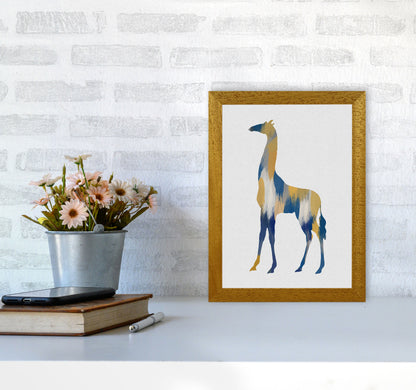 Giraffe Blue & Yellow Print By Orara Studio Animal Art Print A4 Print Only