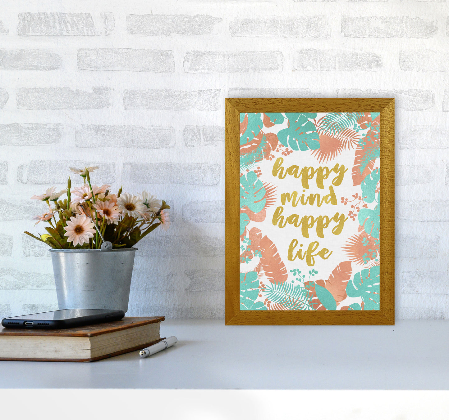 Happy Mind Happy Life Print By Orara Studio A4 Print Only