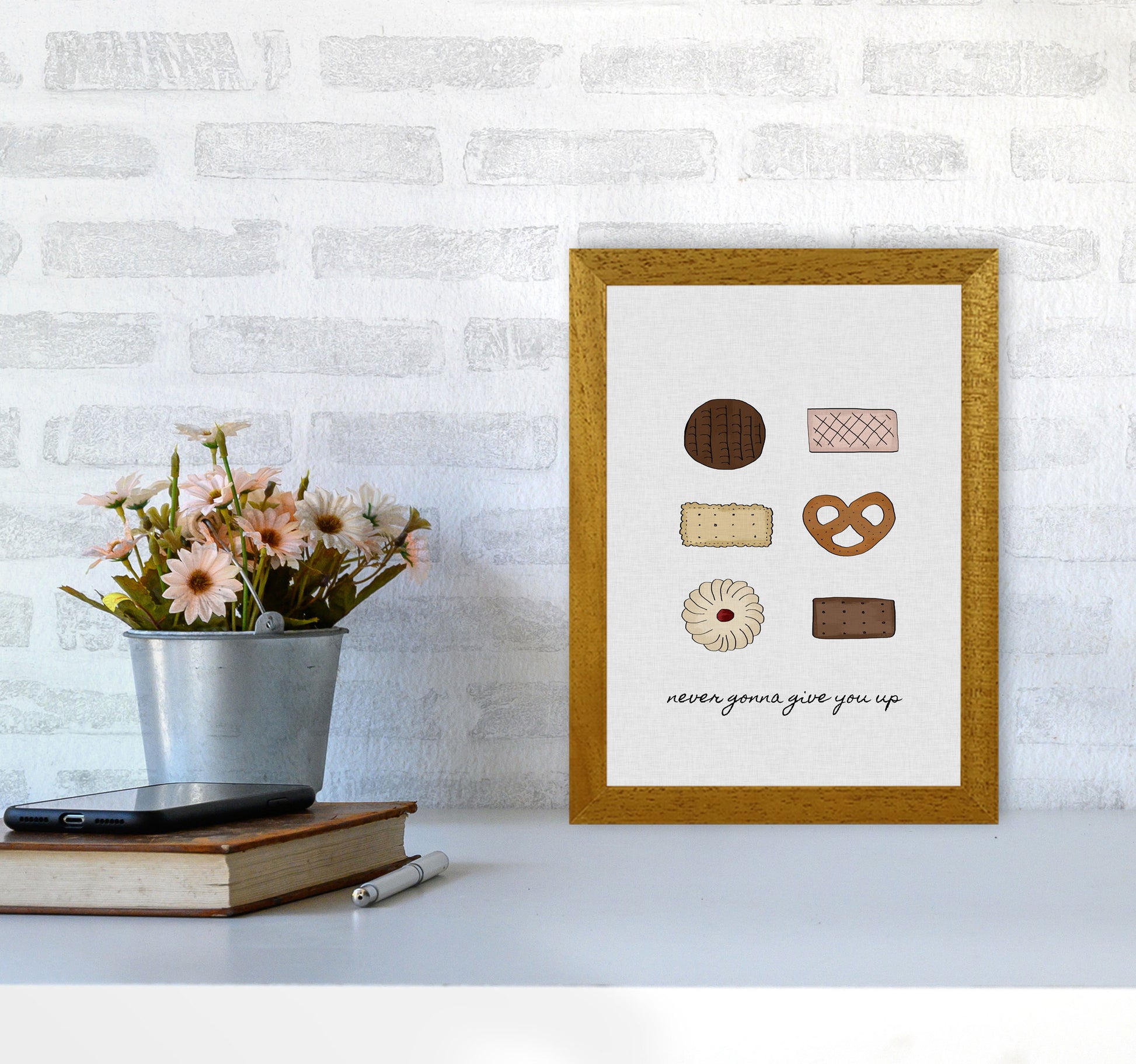 Never Gonna Give You Up Print By Orara Studio, Framed Kitchen Wall Art A4 Print Only