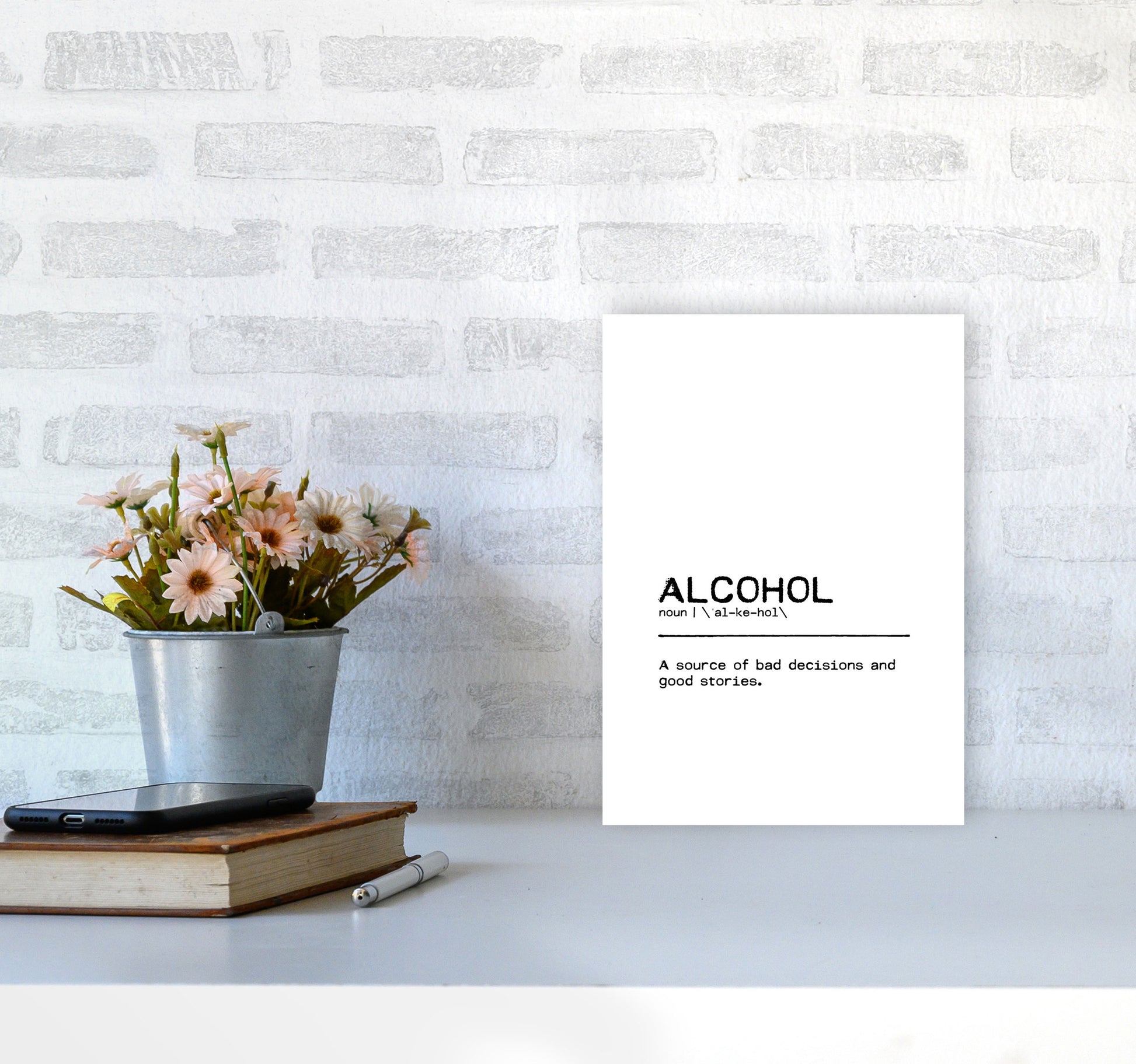 Alcohol Stories Definition Quote Print By Orara Studio A4 Black Frame