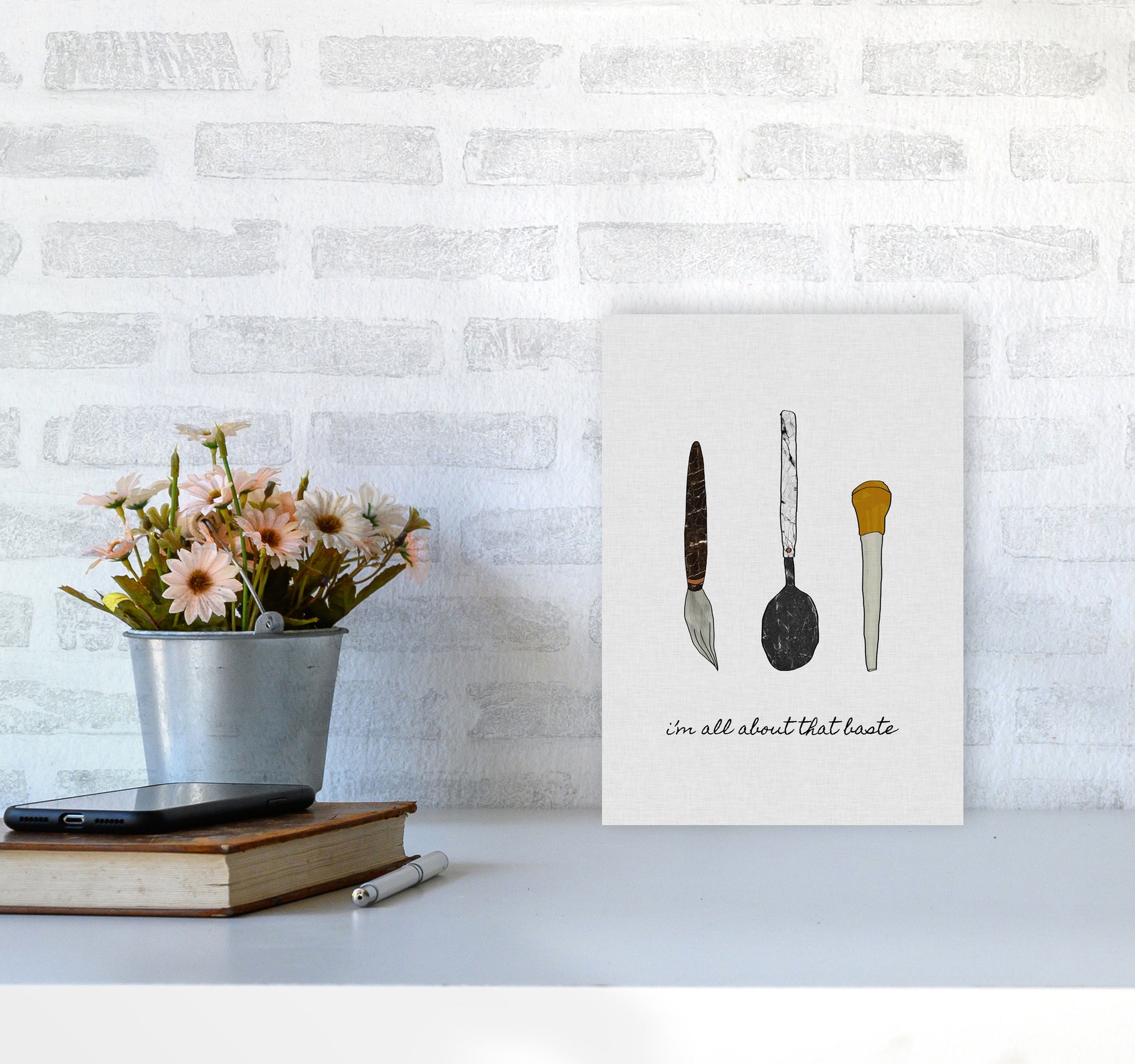 I&#39;m All About The Baste Print By Orara Studio, Framed Kitchen Wall Art A4 Black Frame