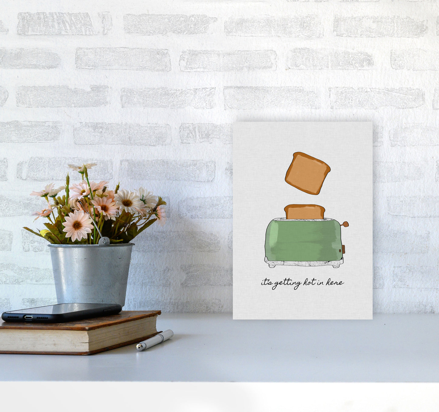 It&#39;s Getting Hot In Here Print By Orara Studio, Framed Kitchen Wall Art A4 Black Frame
