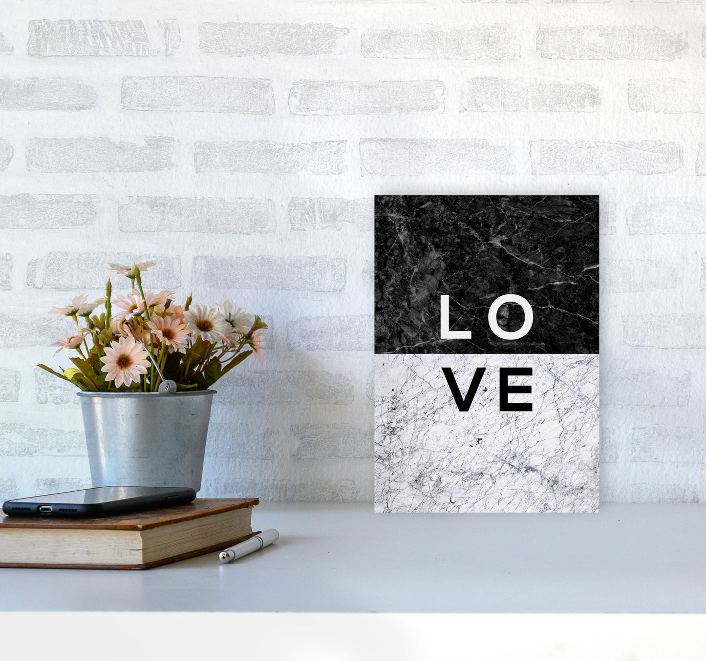 Love Marble Quote Print By Orara Studio A4 Black Frame