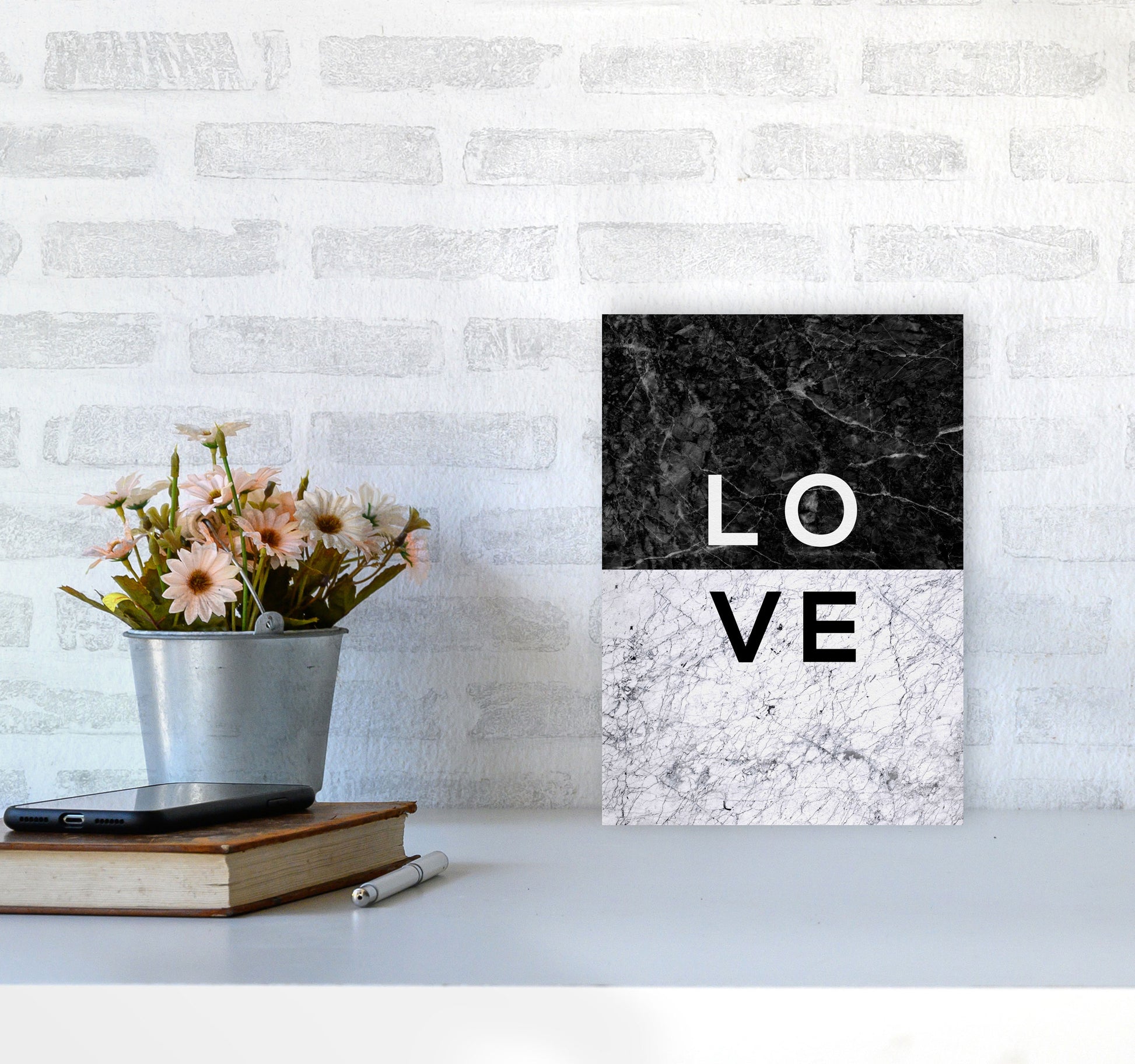 Love Marble Quote Print By Orara Studio A4 Black Frame