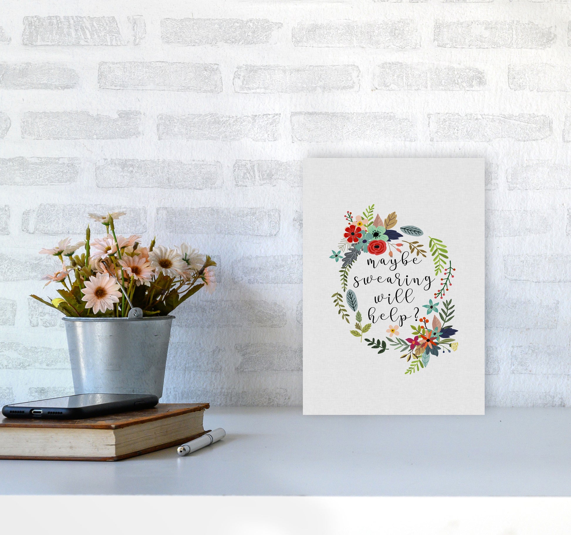 Maybe Swearing Will Help Print By Orara Studio A4 Black Frame