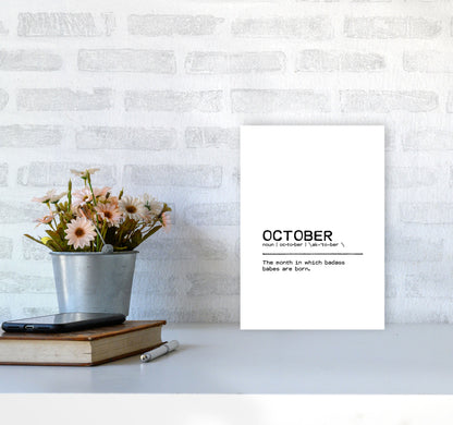 October Badass Definition Quote Print By Orara Studio A4 Black Frame