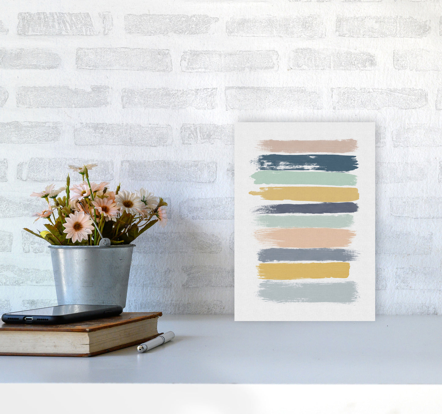 Pastel Stripes Print By Orara Studio A4 Black Frame