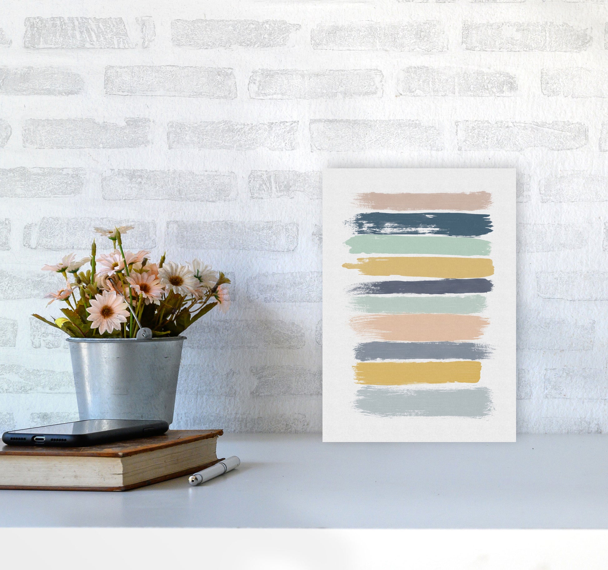 Pastel Stripes Print By Orara Studio A4 Black Frame