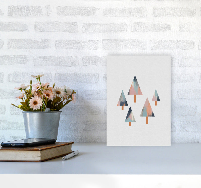 Pastel Trees Print By Orara Studio, Framed Botanical & Nature Art Print A4 Black Frame