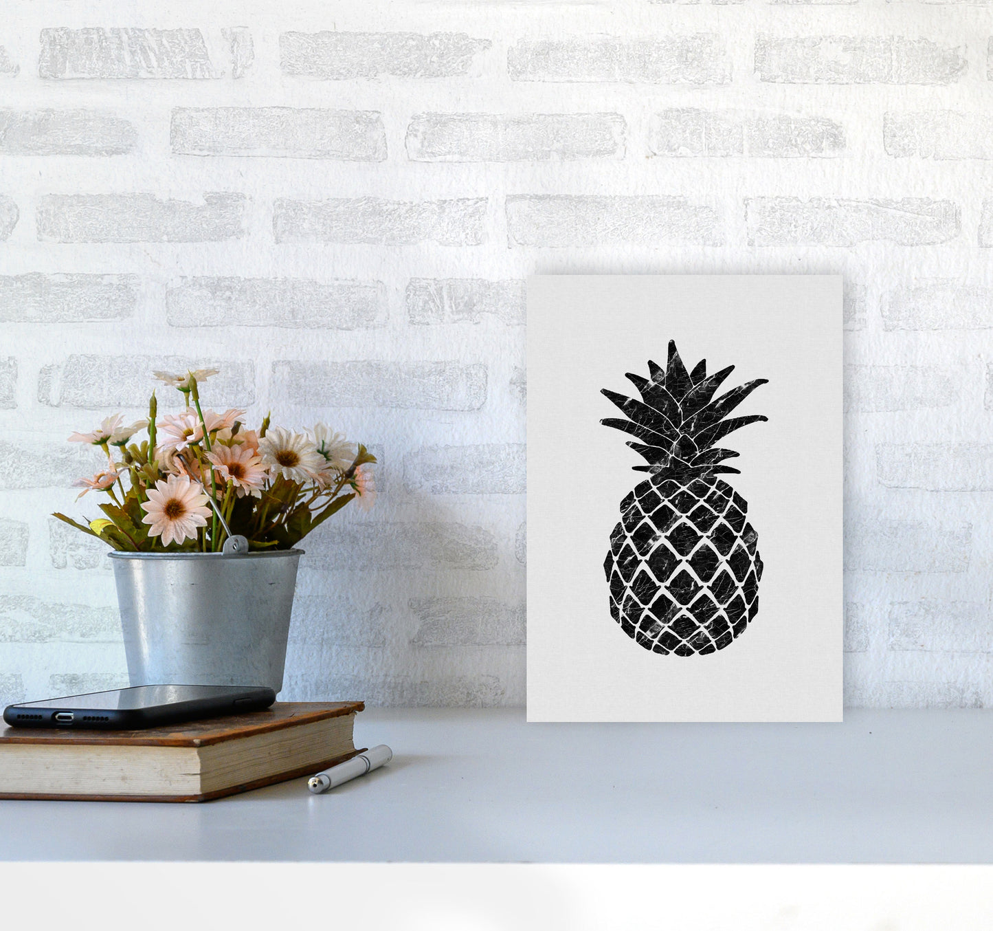 Pineapple Marble Print By Orara Studio, Framed Kitchen Wall Art A4 Black Frame