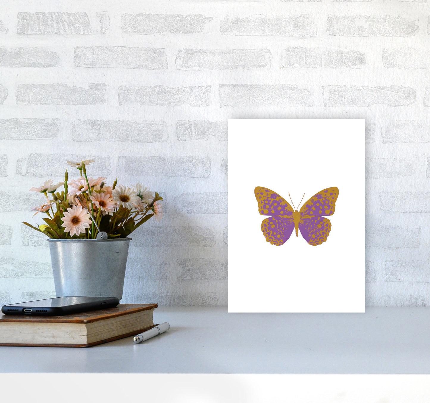 Purple Butterfly Print By Orara Studio Animal Art Print A4 Black Frame