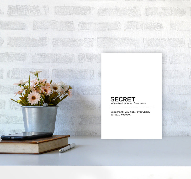 Secret Definition Quote Print By Orara Studio A4 Black Frame