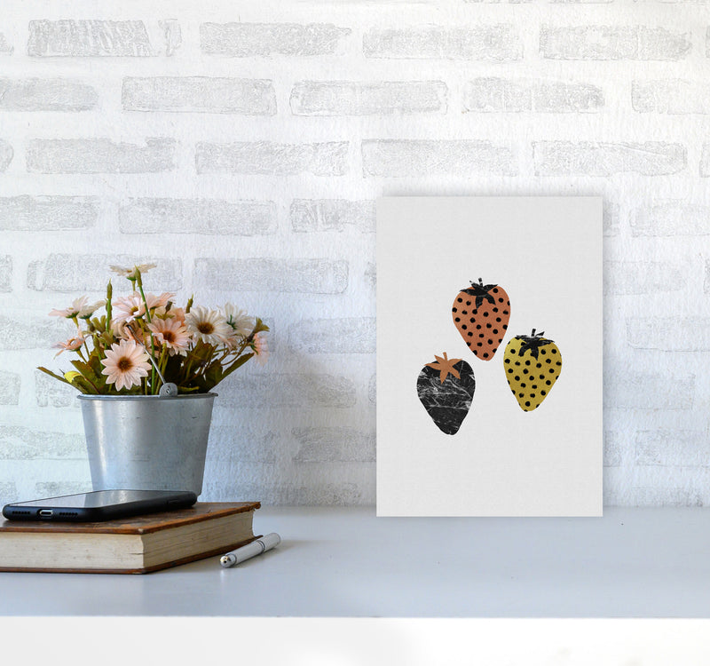 Strawberries Print By Orara Studio, Framed Kitchen Wall Art A4 Black Frame