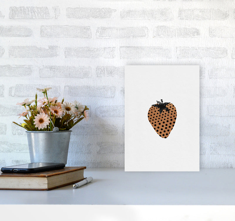 Strawberry Fruit Illustration Print By Orara Studio, Framed Kitchen Wall Art A4 Black Frame
