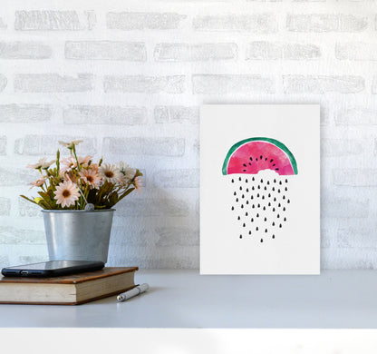 Watermelon Rain Print By Orara Studio, Framed Kitchen Wall Art A4 Black Frame