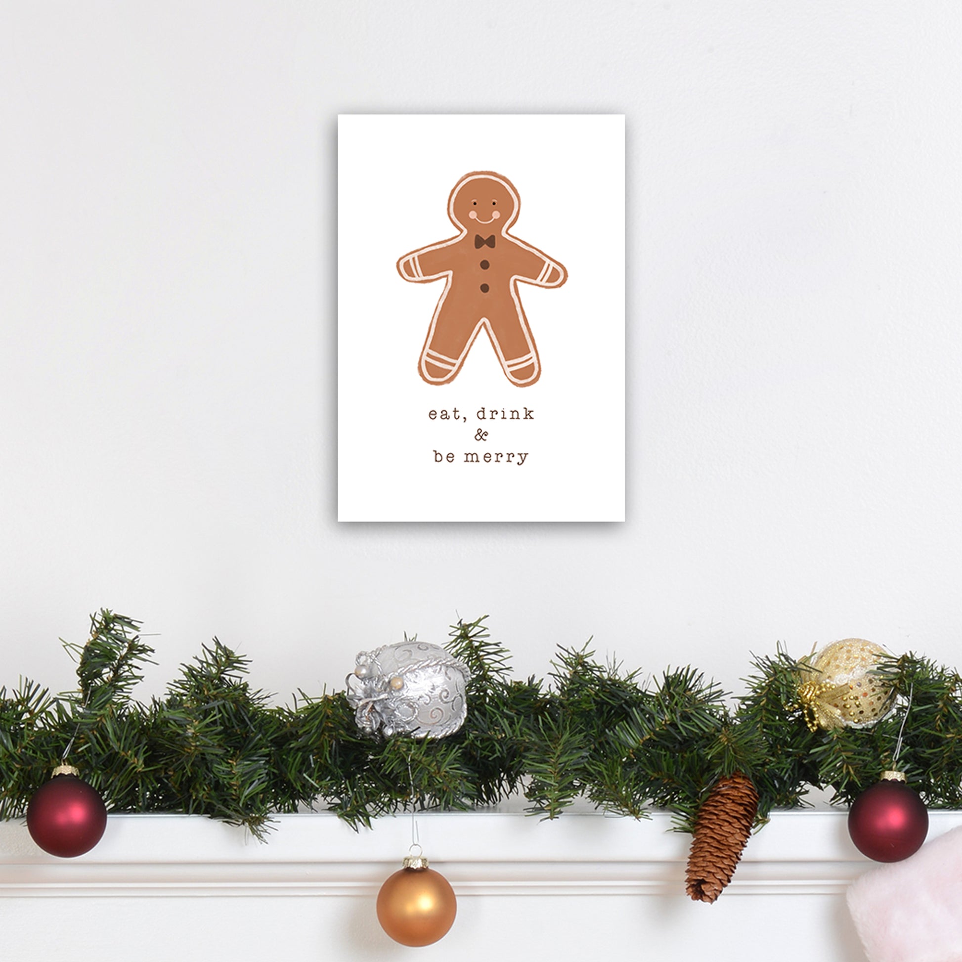 Eat Drink & Be Merry Christmas Art Print by Orara Studio A4 Black Frame