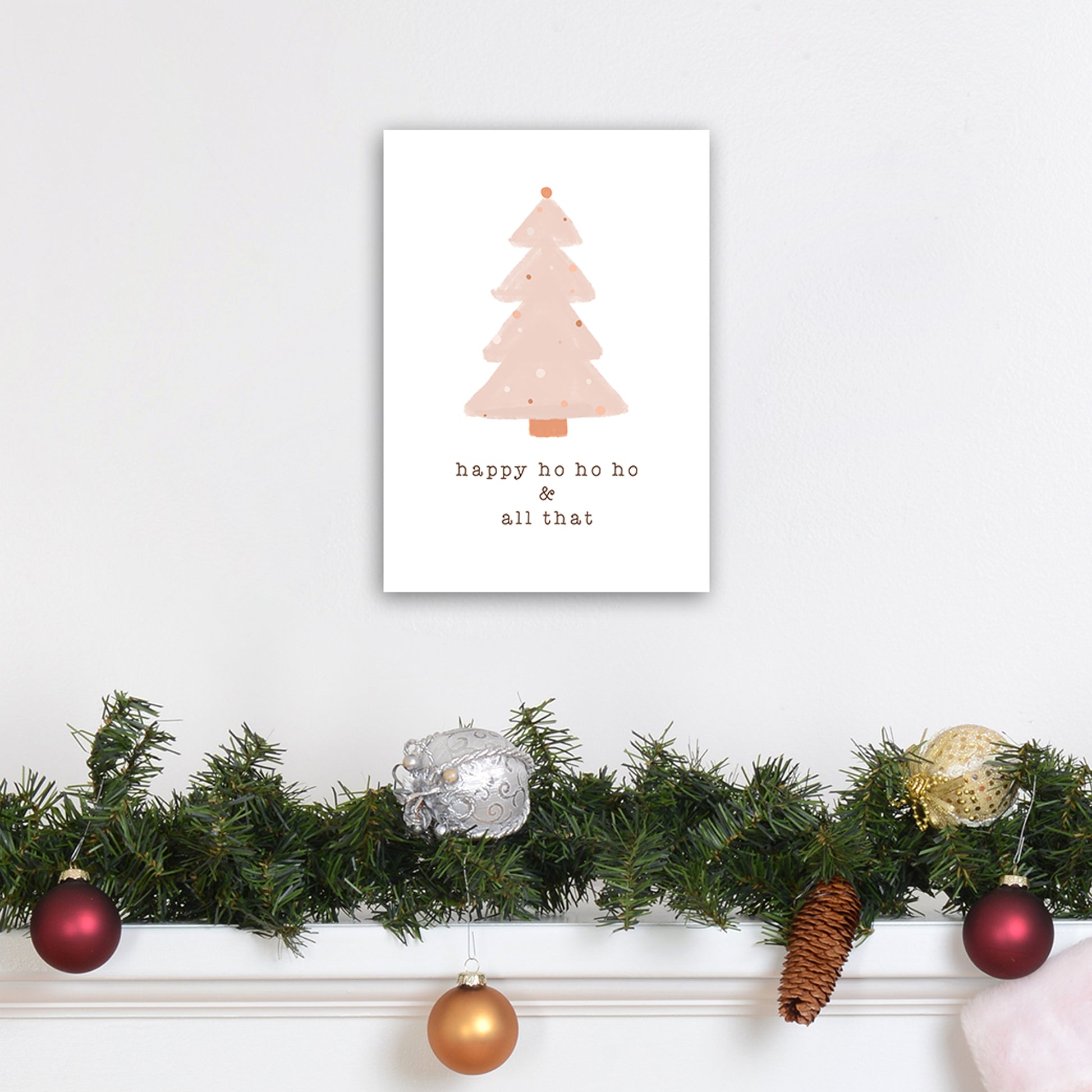 Happy Ho Ho Ho Christmas Art Print by Orara Studio A4 Black Frame