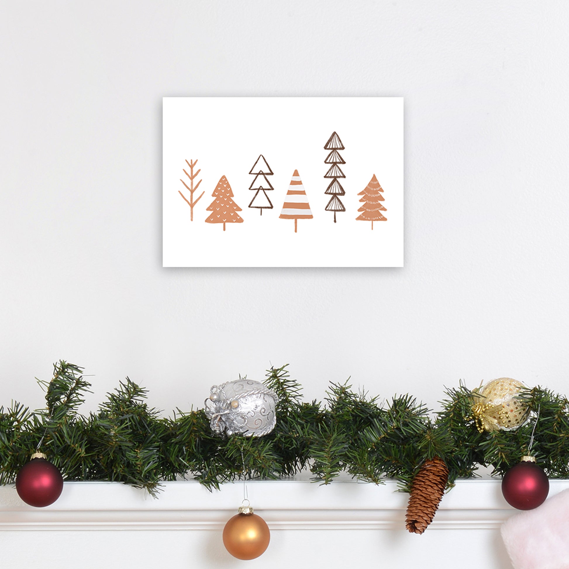 Winter Trees Illustration Christmas Art Print by Orara Studio A4 Black Frame