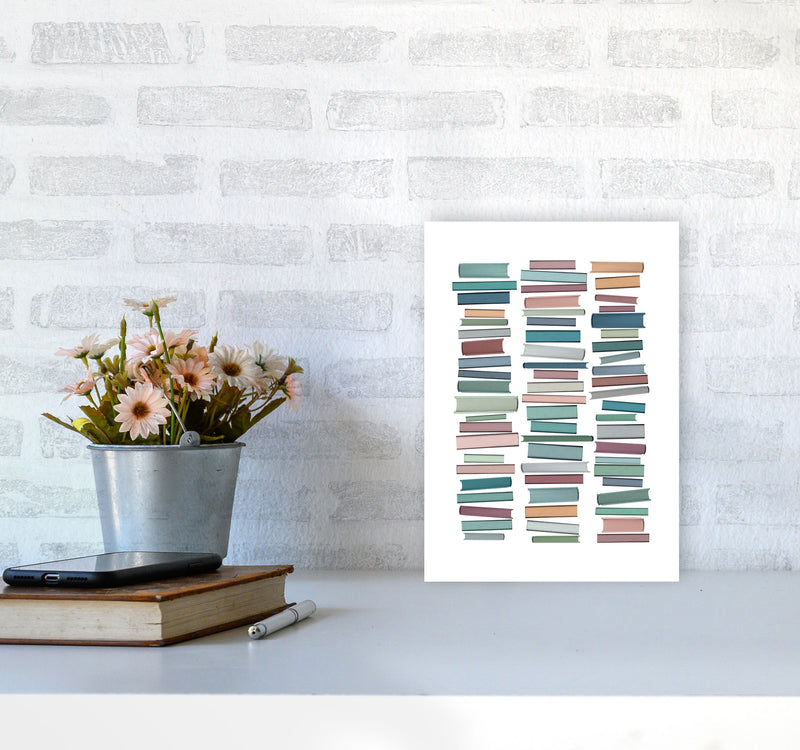 Books Pastel Abstract Art Print by Orara Studio A4 Black Frame