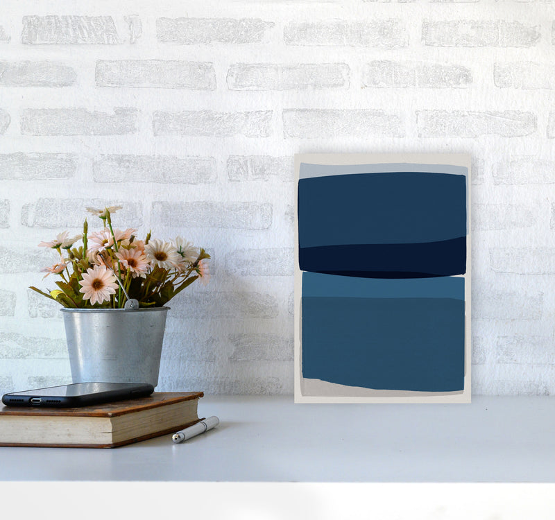 Modern Blue Abstract Art Print by Orara Studio A4 Black Frame