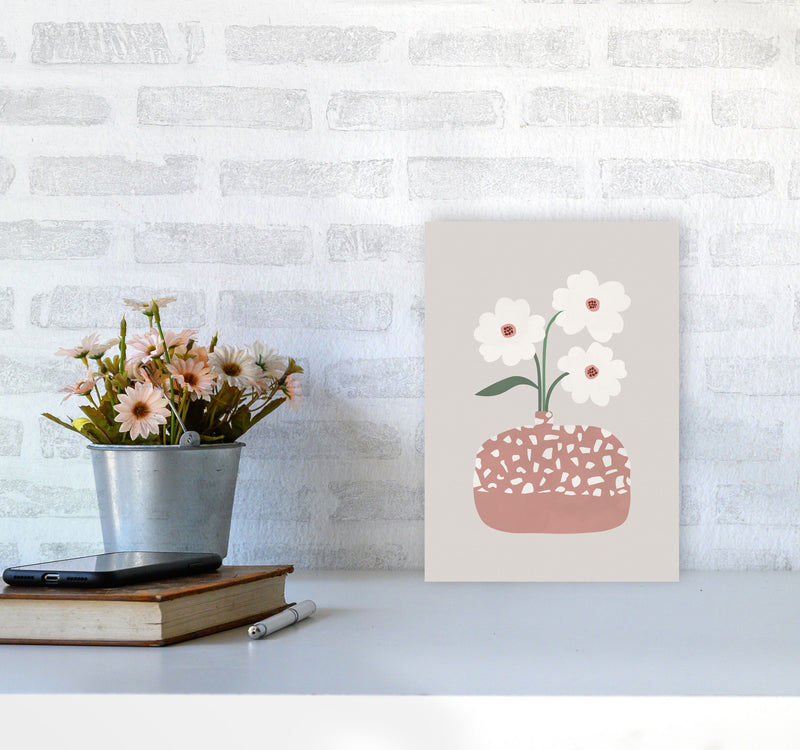 Terrazzo & Flowers Art Print by Orara Studios A4 Black Frame