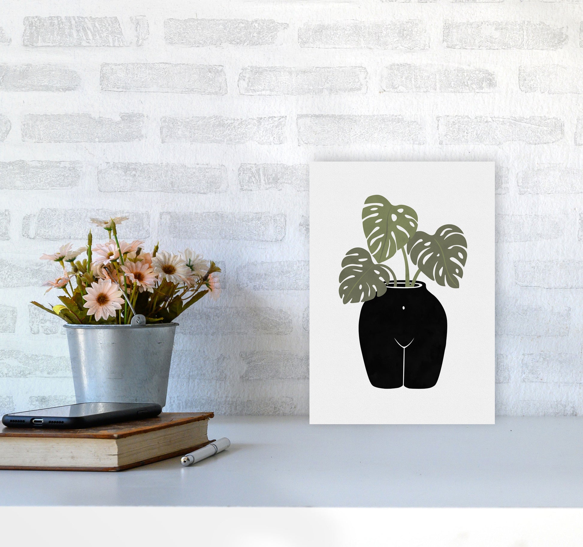 Body-tanical Vase Art Print by Orara Studios A4 Black Frame
