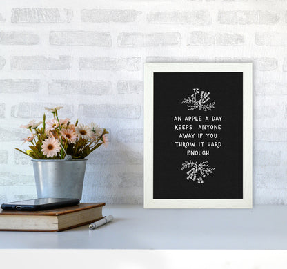 An Apple A Day Funny Quote Print By Orara Studio A4 Oak Frame