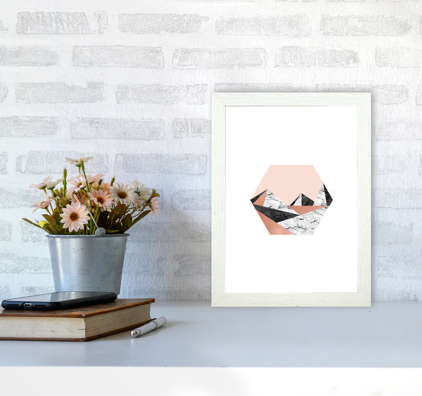 Geometric Landscape III Print By Orara Studio A4 Oak Frame