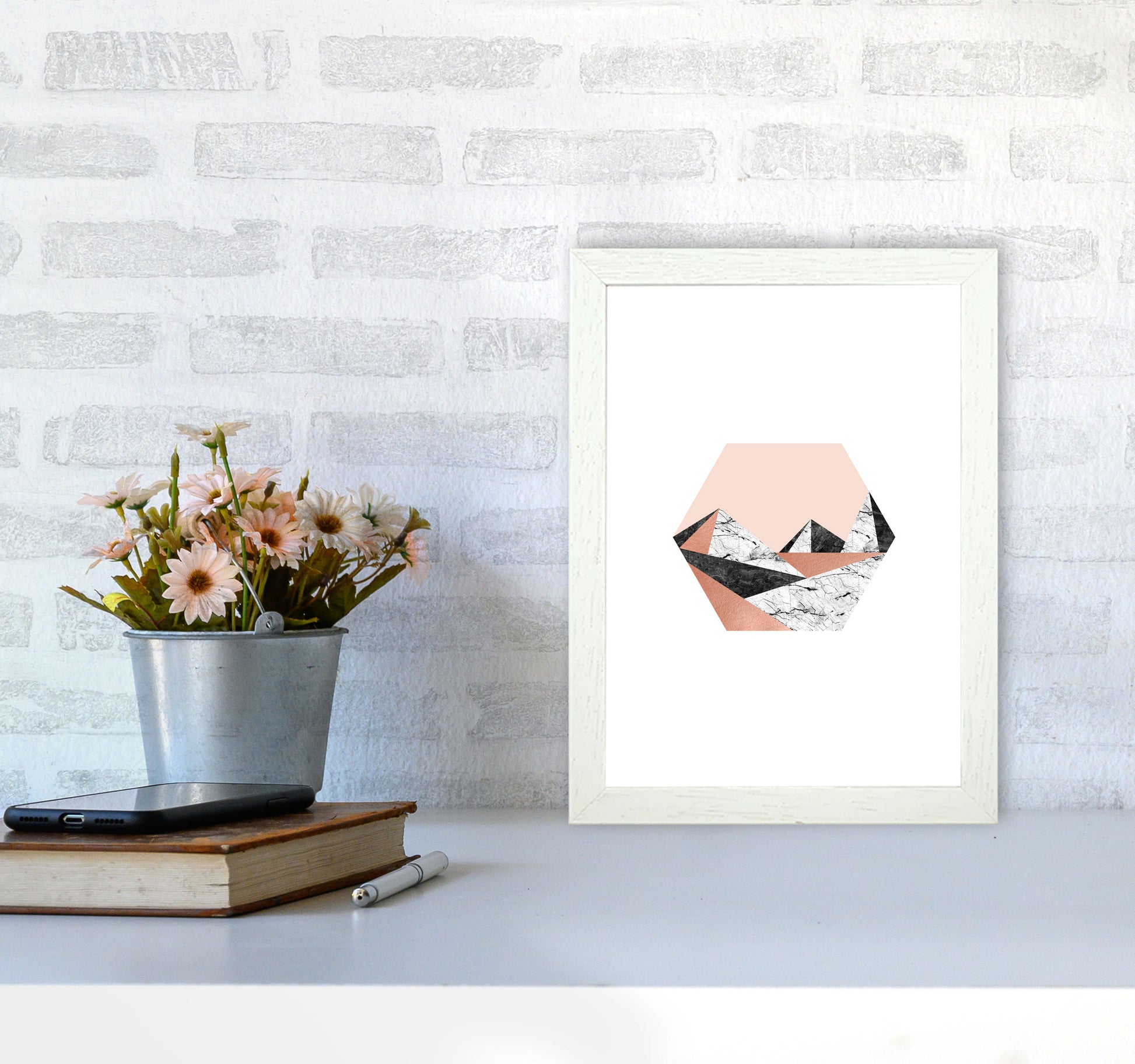 Geometric Landscape III Print By Orara Studio A4 Oak Frame