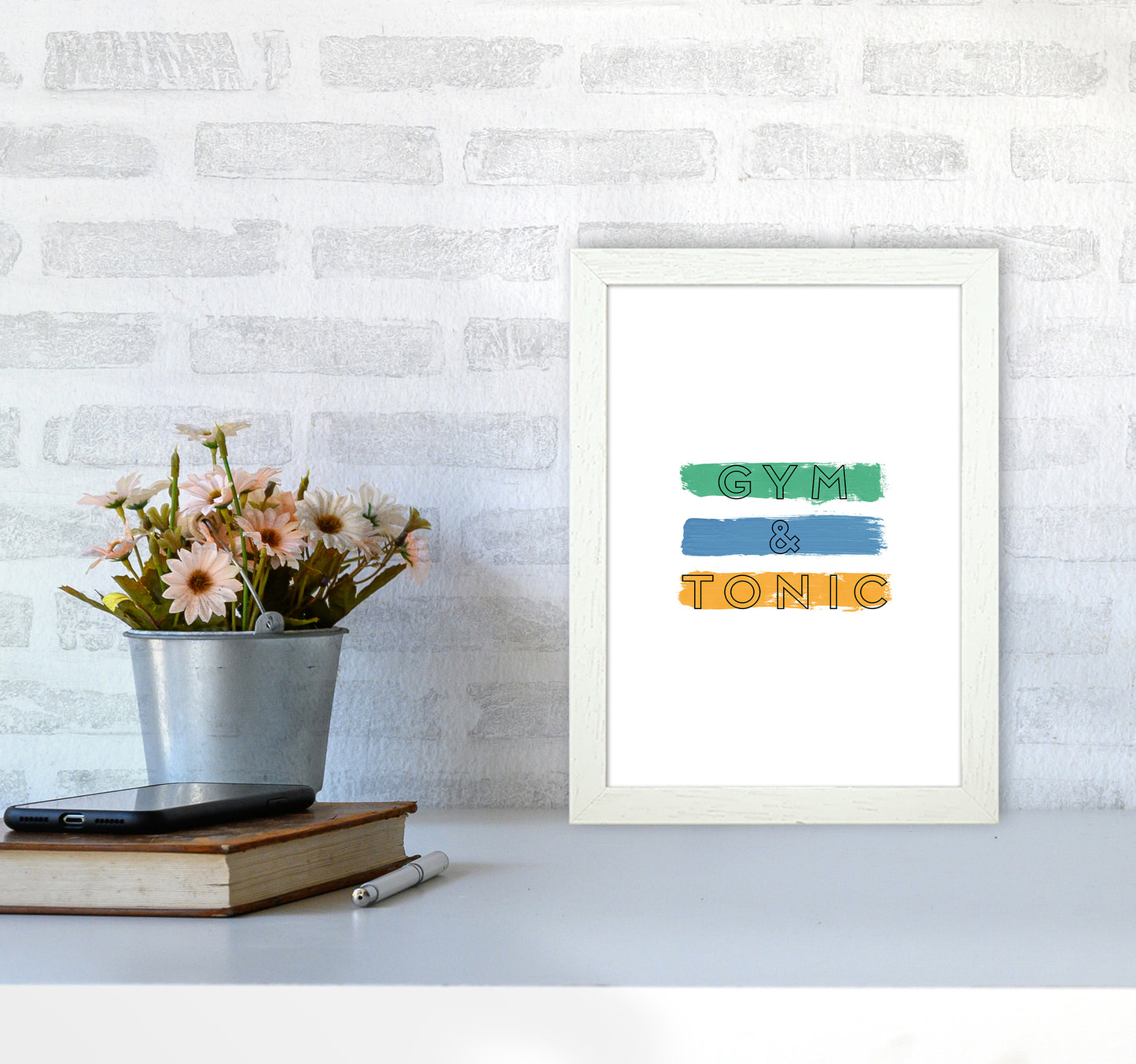 Gym & Tonic Print By Orara Studio, Framed Kitchen Wall Art A4 Oak Frame