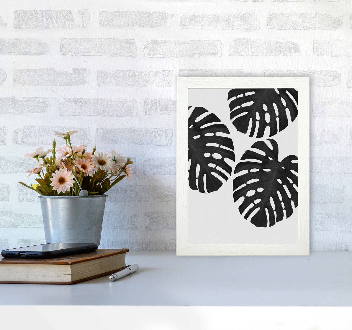 Monstera Black & White III Print By Orara Studio A4 Oak Frame