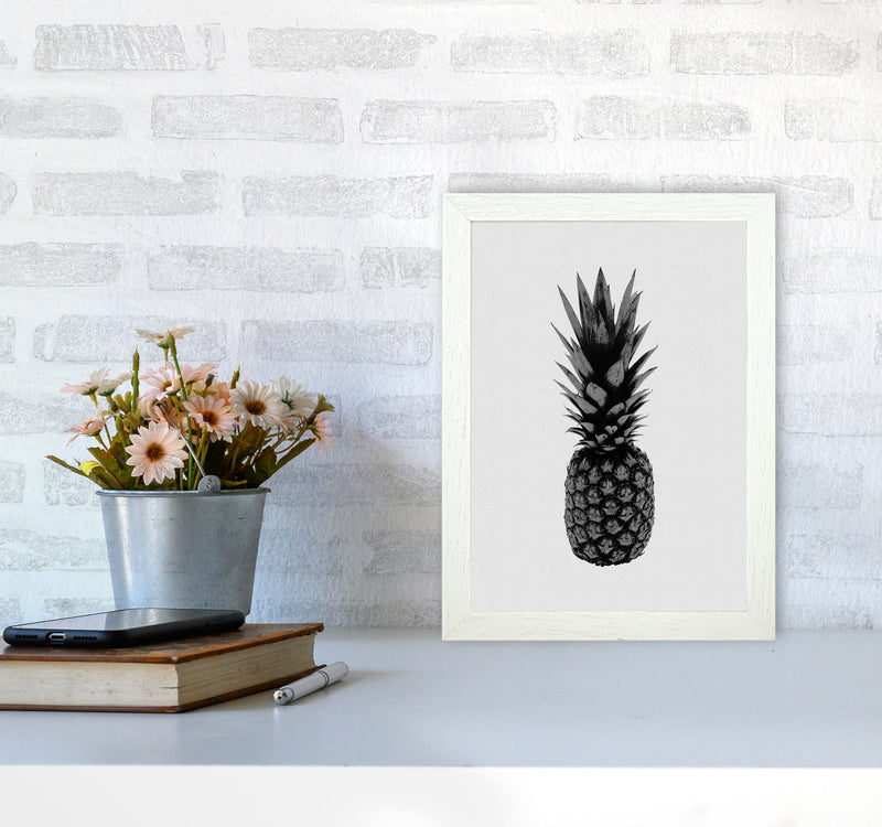Pineapple Black & White Print By Orara Studio, Framed Kitchen Wall Art A4 Oak Frame