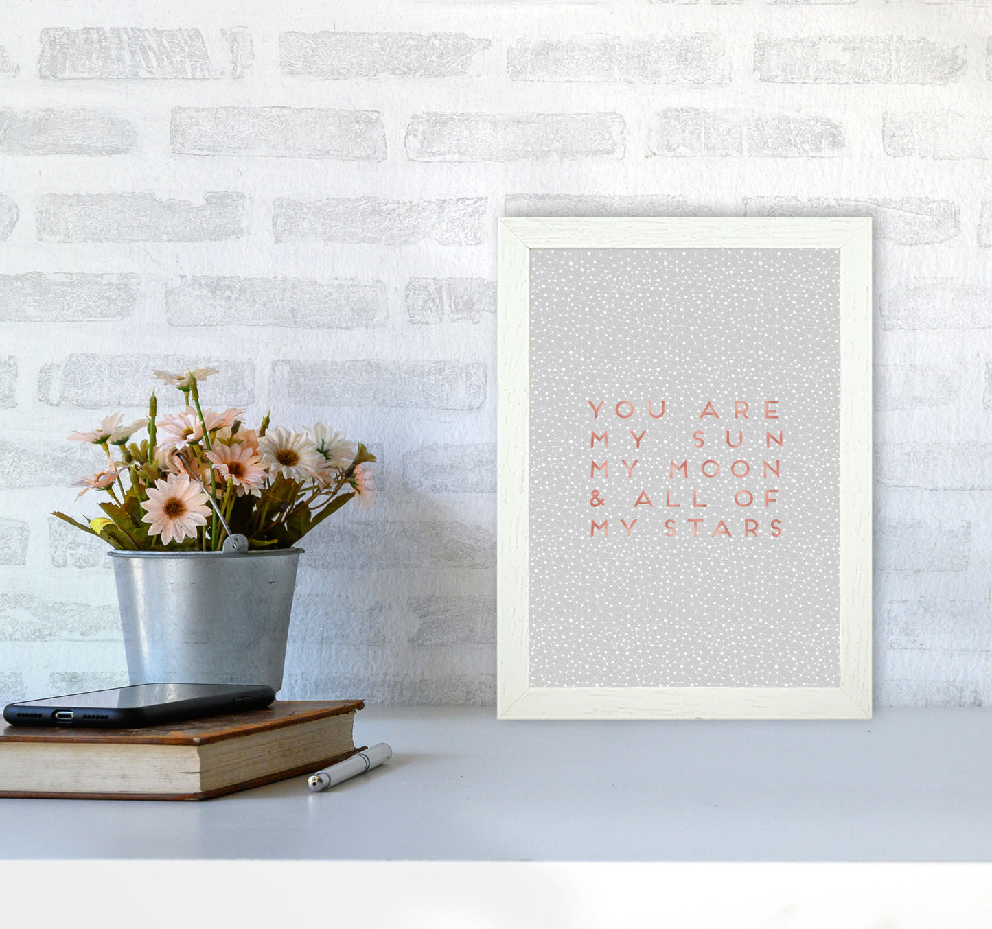 Sun, Moon & Stars Love Quote Print By Orara Studio A4 Oak Frame