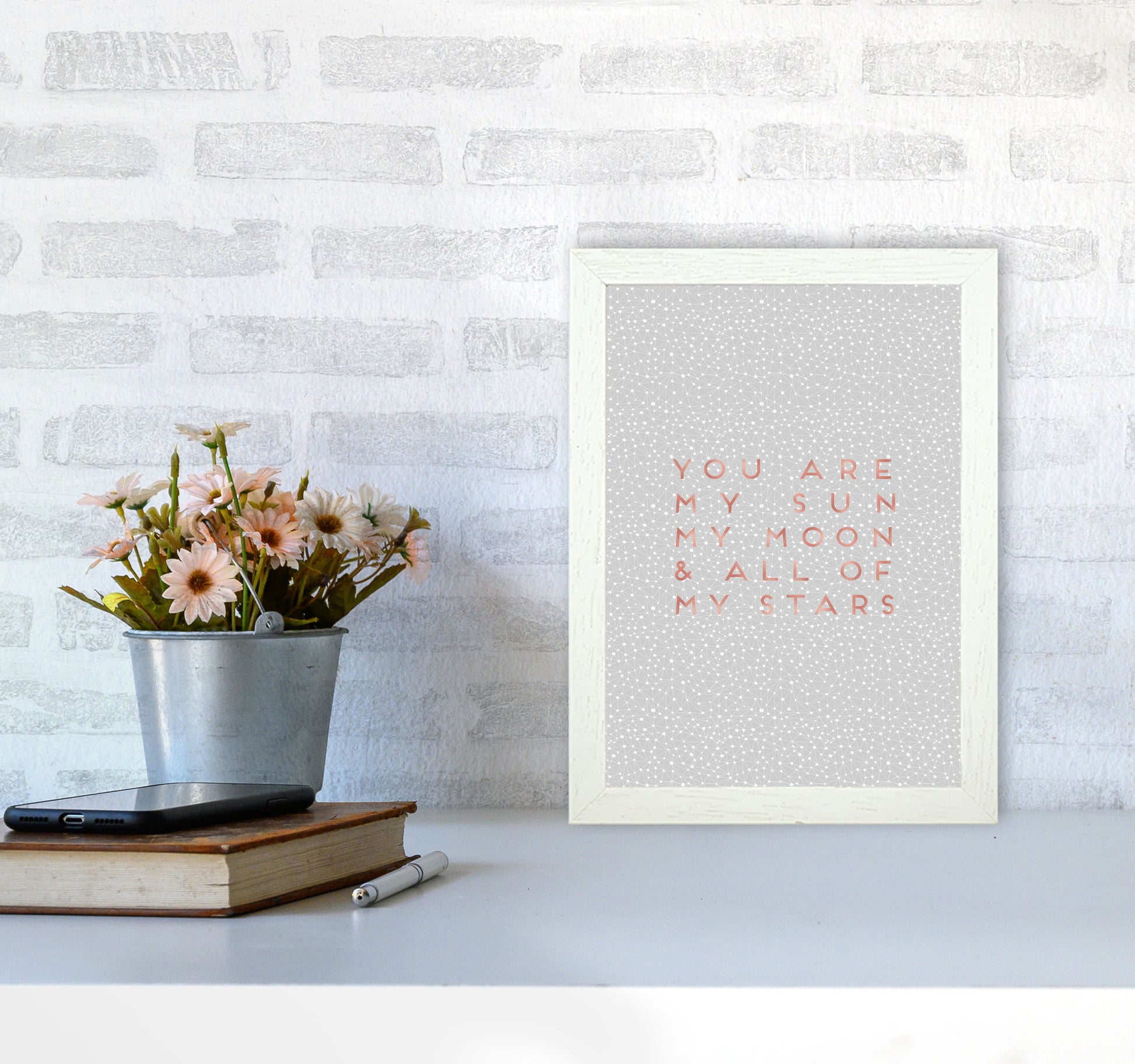 Sun, Moon & Stars Love Quote Print By Orara Studio A4 Oak Frame