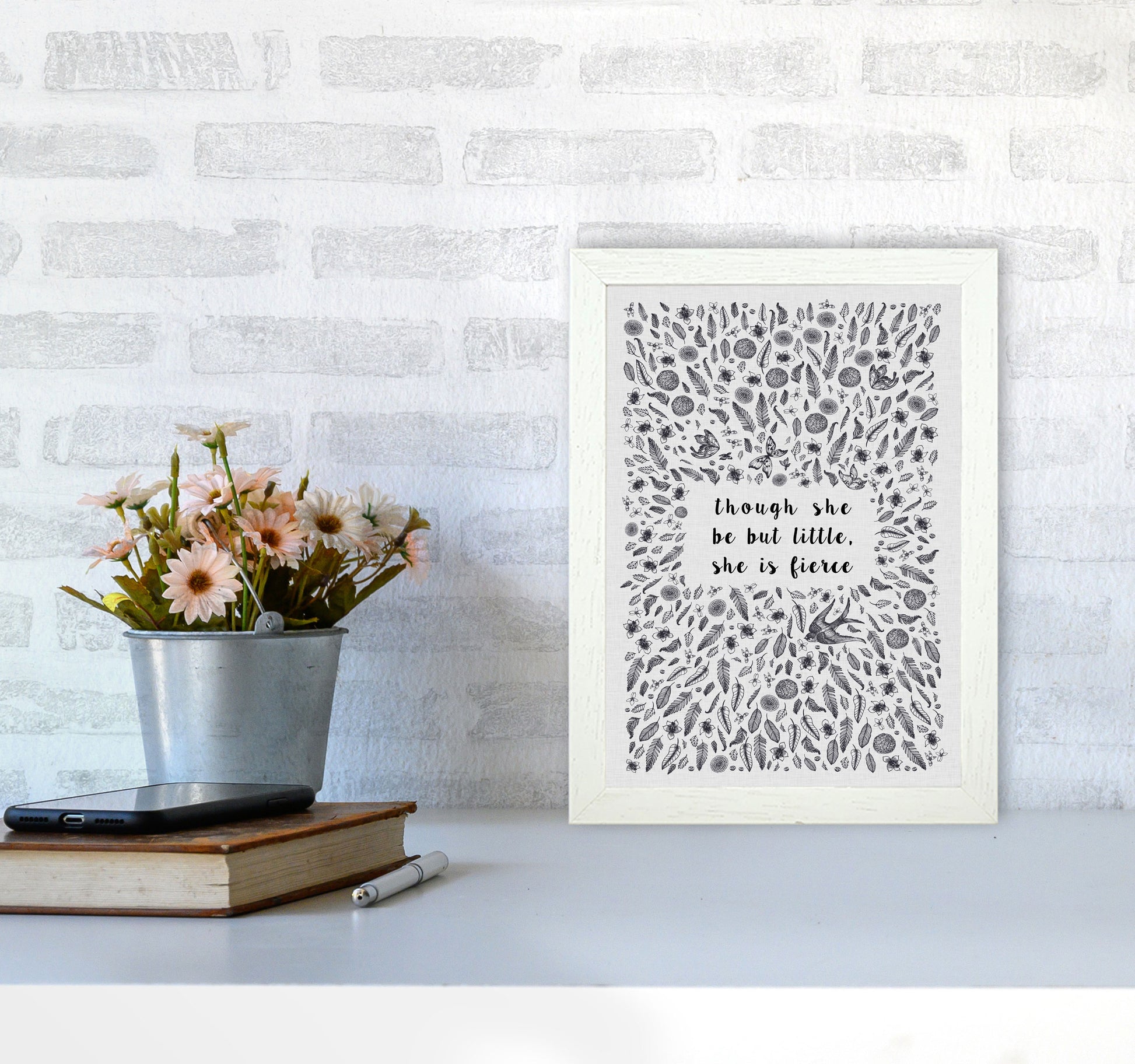 Though She Be But Little, She Is Fierce Print By Orara Studio A4 Oak Frame