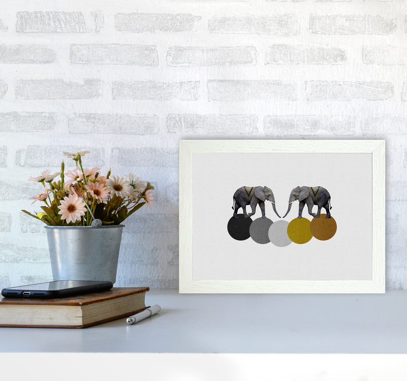 Tribal Elephants Print By Orara Studio Animal Art Print A4 Oak Frame